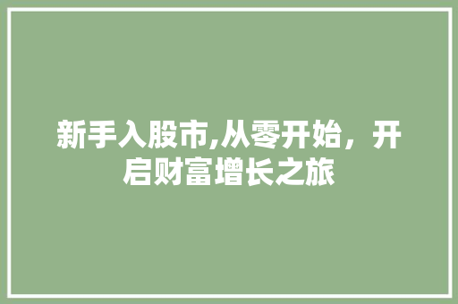 新手入股市,从零开始,开启财富增长之旅 新手入股市,从零开始,开启财富增长之旅