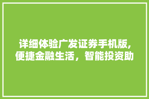 详细体验广发证券手机版,便捷金融生活，智能投资助手