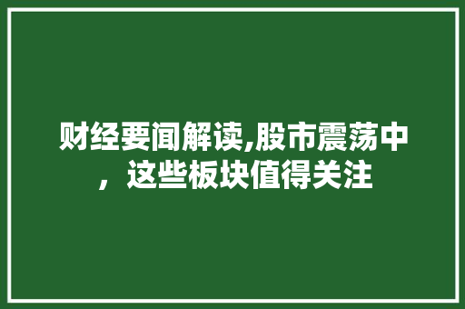 财经要闻解读,股市震荡中,这些板块值得关注 财经要闻解读,股市震荡中,这些板块值得关注