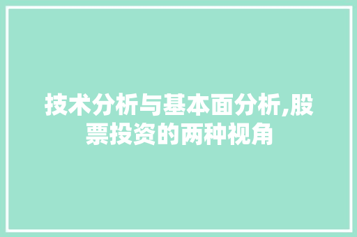 技术分析与基本面分析,股票投资的两种视角 技术分析与基本面分析,股票投资的两种视角
