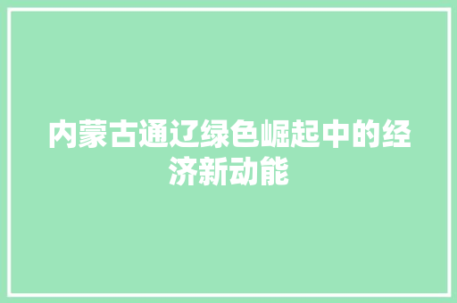 内蒙古通辽绿色崛起中的经济新动能 内蒙古通辽绿色崛起中的经济新动能