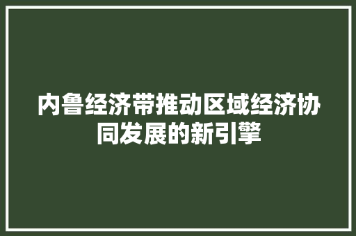 内鲁经济带推动区域经济协同发展的新引擎 内鲁经济带推动区域经济协同发展的新引擎