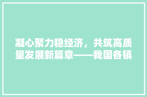 凝心聚力稳经济,共筑高质量发展新篇章——我国各镇稳经济举措综述 凝心聚力稳经济,共筑高质量发展新篇章——我国各镇稳经济举措综述