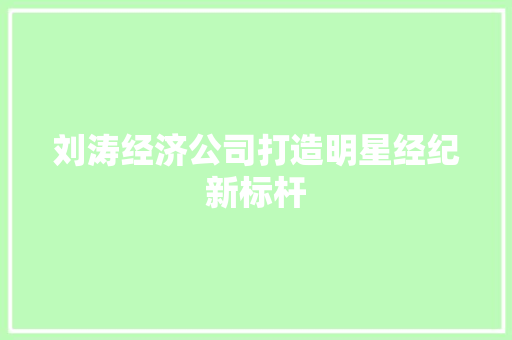 刘涛经济公司打造明星经纪新标杆 刘涛经济公司打造明星经纪新标杆