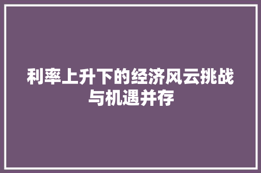 利率上升下的经济风云挑战与机遇并存 利率上升下的经济风云挑战与机遇并存