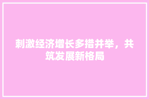 刺激经济增长多措并举，共筑发展新格局