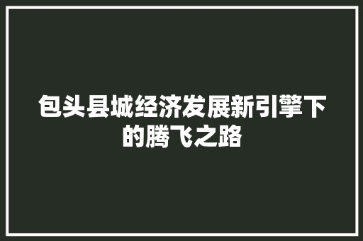 包头县城经济发展新引擎下的腾飞之路 包头县城经济发展新引擎下的腾飞之路