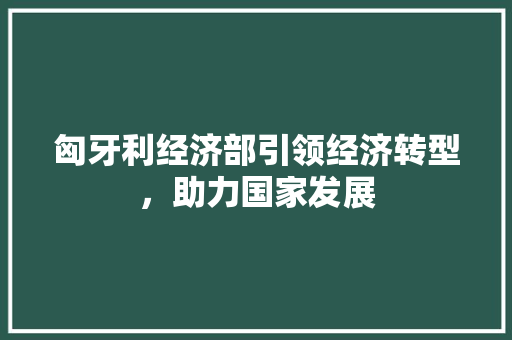 匈牙利经济部引领经济转型，助力国家发展