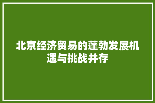 北京经济贸易的蓬勃发展机遇与挑战并存 北京经济贸易的蓬勃发展机遇与挑战并存