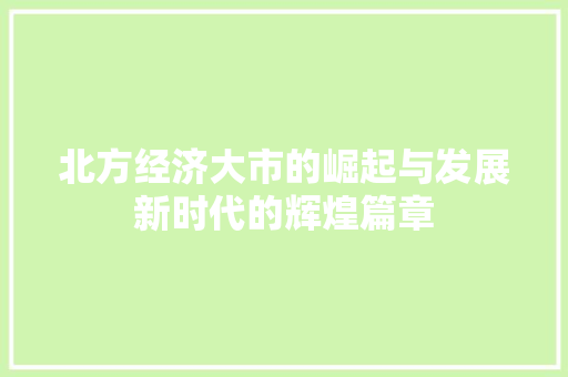 北方经济大市的崛起与发展新时代的辉煌篇章 北方经济大市的崛起与发展新时代的辉煌篇章