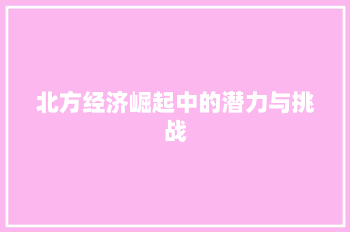 北方经济崛起中的潜力与挑战 北方经济崛起中的潜力与挑战
