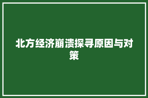 北方经济崩溃探寻原因与对策 北方经济崩溃探寻原因与对策