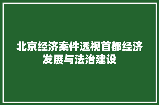 北京经济案件透视首都经济发展与法治建设 北京经济案件透视首都经济发展与法治建设