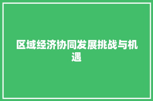 区域经济协同发展挑战与机遇 区域经济协同发展挑战与机遇