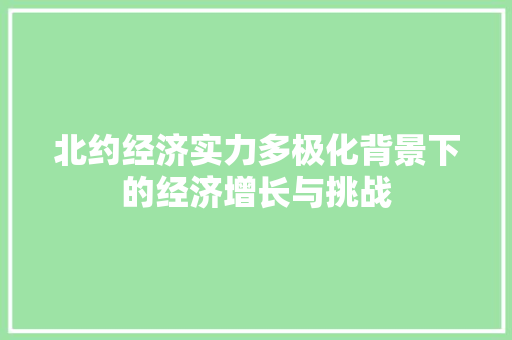 北约经济实力多极化背景下的经济增长与挑战 北约经济实力多极化背景下的经济增长与挑战