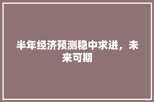 半年经济预测稳中求进,未来可期 半年经济预测稳中求进,未来可期