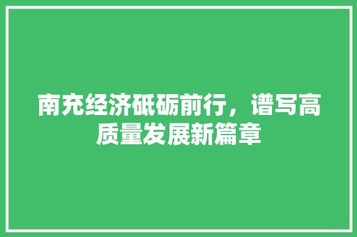 南充经济砥砺前行,谱写高质量发展新篇章 南充经济砥砺前行,谱写高质量发展新篇章