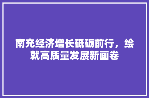 南充经济增长砥砺前行,绘就高质量发展新画卷 南充经济增长砥砺前行,绘就高质量发展新画卷