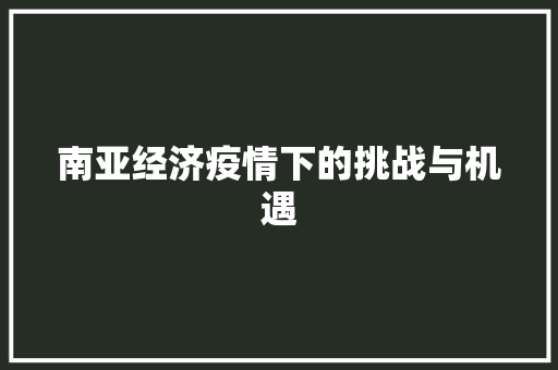 南亚经济疫情下的挑战与机遇 南亚经济疫情下的挑战与机遇