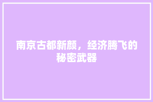 南京古都新颜,经济腾飞的秘密武器 南京古都新颜,经济腾飞的秘密武器
