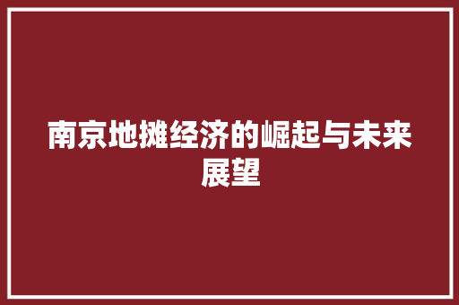 南京地摊经济的崛起与未来展望 南京地摊经济的崛起与未来展望