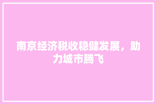 南京经济税收稳健发展,助力城市腾飞 南京经济税收稳健发展,助力城市腾飞
