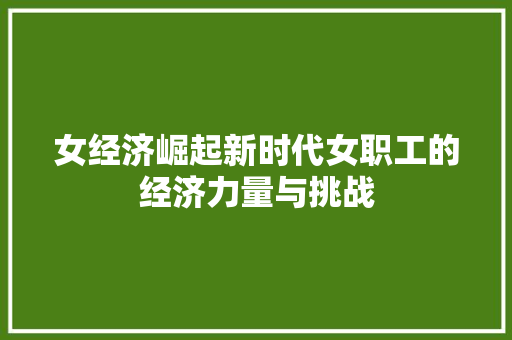 女经济崛起新时代女职工的经济力量与挑战 女经济崛起新时代女职工的经济力量与挑战