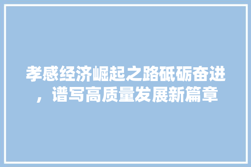 孝感经济崛起之路砥砺奋进,谱写高质量发展新篇章 孝感经济崛起之路砥砺奋进,谱写高质量发展新篇章