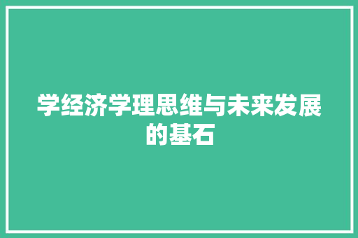 学经济学理思维与未来发展的基石 学经济学理思维与未来发展的基石