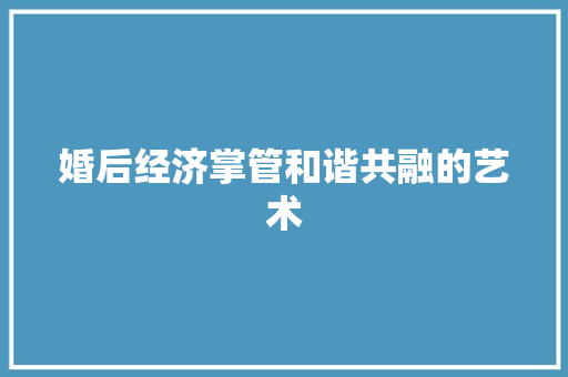 婚后经济掌管和谐共融的艺术 婚后经济掌管和谐共融的艺术