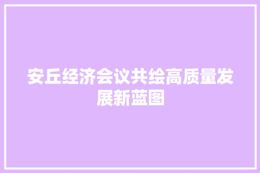 安丘经济会议共绘高质量发展新蓝图 安丘经济会议共绘高质量发展新蓝图