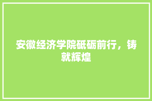 安徽经济学院砥砺前行,铸就辉煌 安徽经济学院砥砺前行,铸就辉煌
