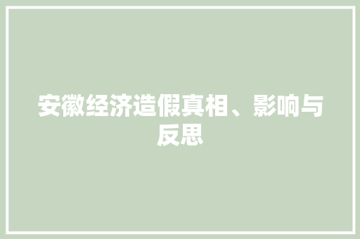 安徽经济造假真相、影响与反思 安徽经济造假真相、影响与反思