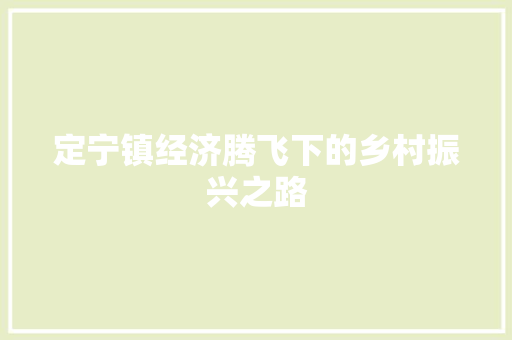 定宁镇经济腾飞下的乡村振兴之路 定宁镇经济腾飞下的乡村振兴之路