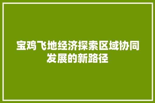 宝鸡飞地经济探索区域协同发展的新路径 宝鸡飞地经济探索区域协同发展的新路径