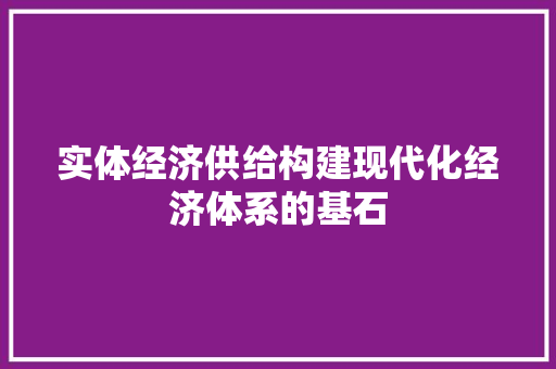 实体经济供给构建现代化经济体系的基石 实体经济供给构建现代化经济体系的基石
