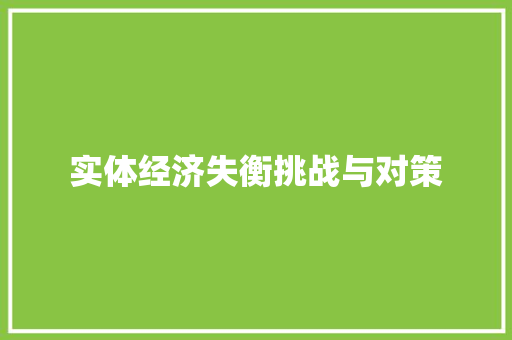 实体经济失衡挑战与对策 实体经济失衡挑战与对策