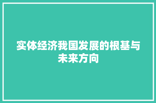 实体经济我国发展的根基与未来方向 实体经济我国发展的根基与未来方向
