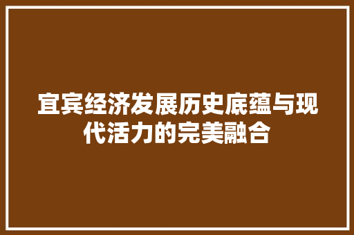 宜宾经济发展历史底蕴与现代活力的完美融合 宜宾经济发展历史底蕴与现代活力的完美融合