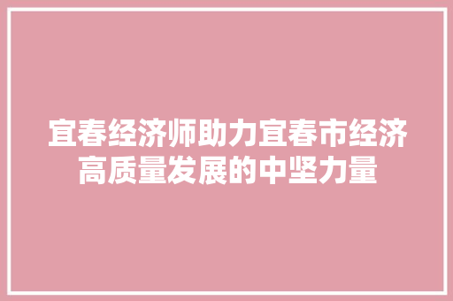 宜春经济师助力宜春市经济高质量发展的中坚力量 宜春经济师助力宜春市经济高质量发展的中坚力量