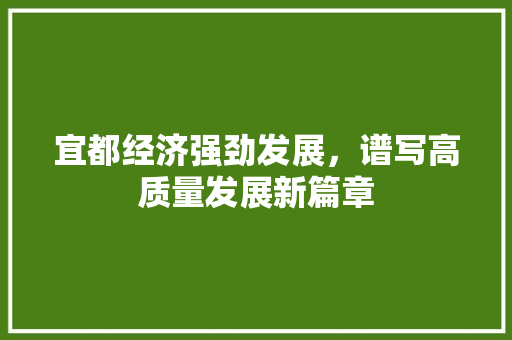 宜都经济强劲发展,谱写高质量发展新篇章 宜都经济强劲发展,谱写高质量发展新篇章