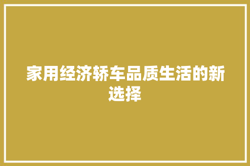 家用经济轿车品质生活的新选择