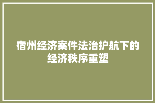 宿州经济案件法治护航下的经济秩序重塑 宿州经济案件法治护航下的经济秩序重塑