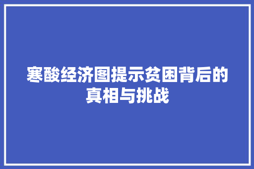 寒酸经济图提示贫困背后的真相与挑战