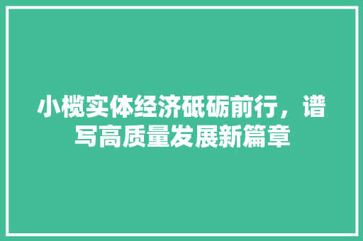 小榄实体经济砥砺前行,谱写高质量发展新篇章 小榄实体经济砥砺前行,谱写高质量发展新篇章