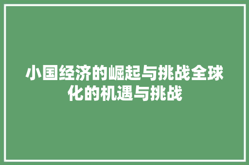小国经济的崛起与挑战全球化的机遇与挑战 小国经济的崛起与挑战全球化的机遇与挑战
