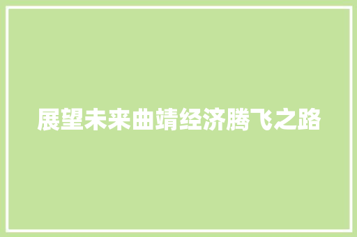 展望未来曲靖经济腾飞之路 展望未来曲靖经济腾飞之路