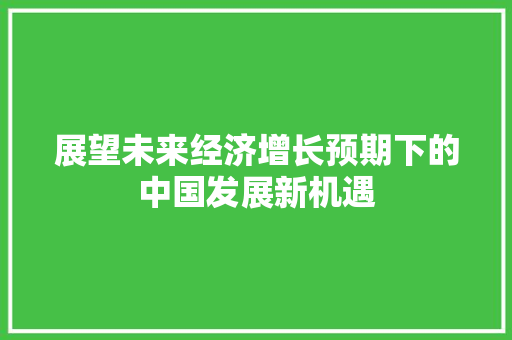 展望未来经济增长预期下的中国发展新机遇 展望未来经济增长预期下的中国发展新机遇