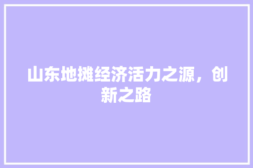 山东地摊经济活力之源,创新之路 山东地摊经济活力之源,创新之路