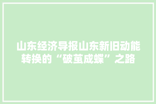 山东经济导报山东新旧动能转换的“破茧成蝶”之路 山东经济导报山东新旧动能转换的“破茧成蝶”之路